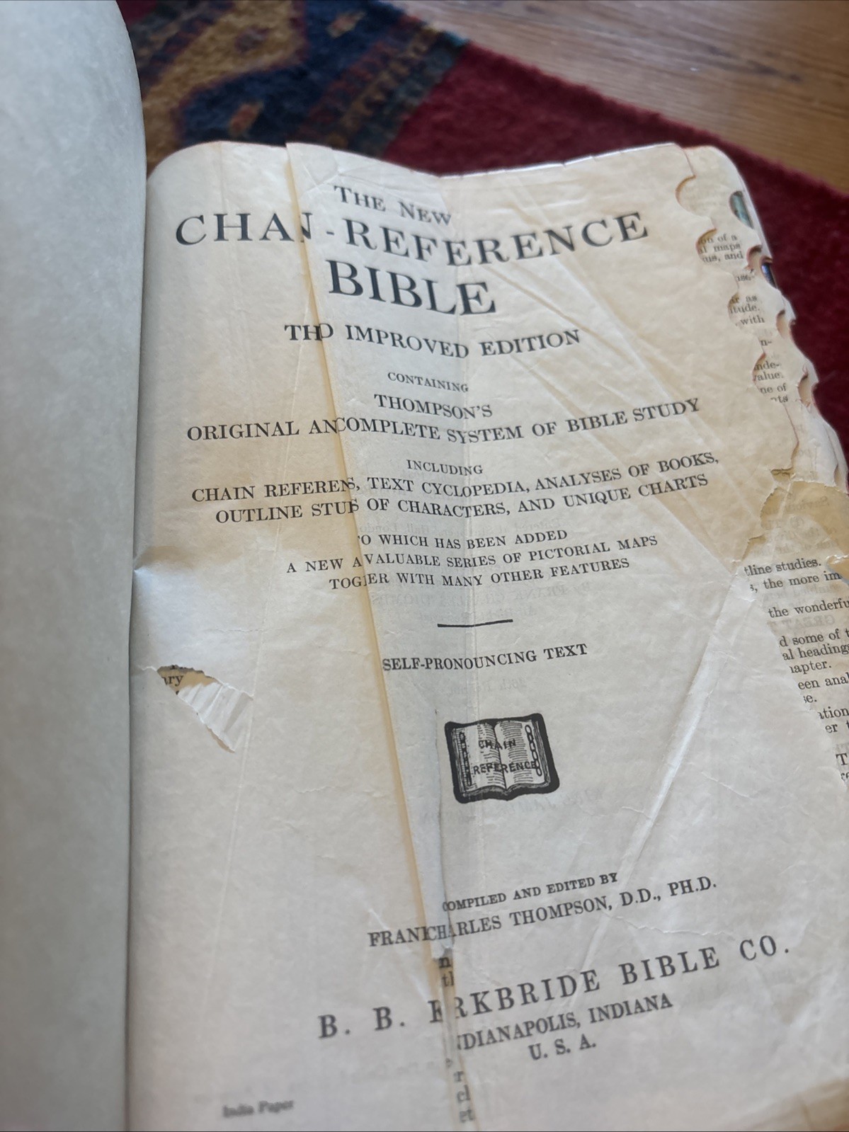 The New Chain Reference Bible THOMPSON 1934 3rd Improved Edition / 29th Reprint