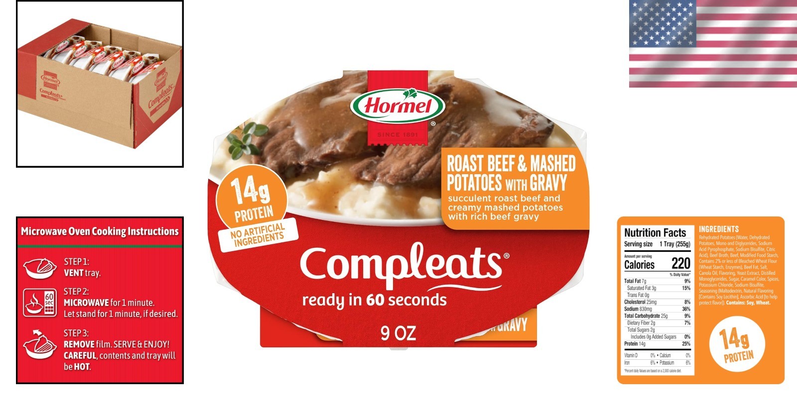 Nourishing 9oz Roast Beef & Mashed Potatoes with Gravy – 6 Microwaveable Trays
