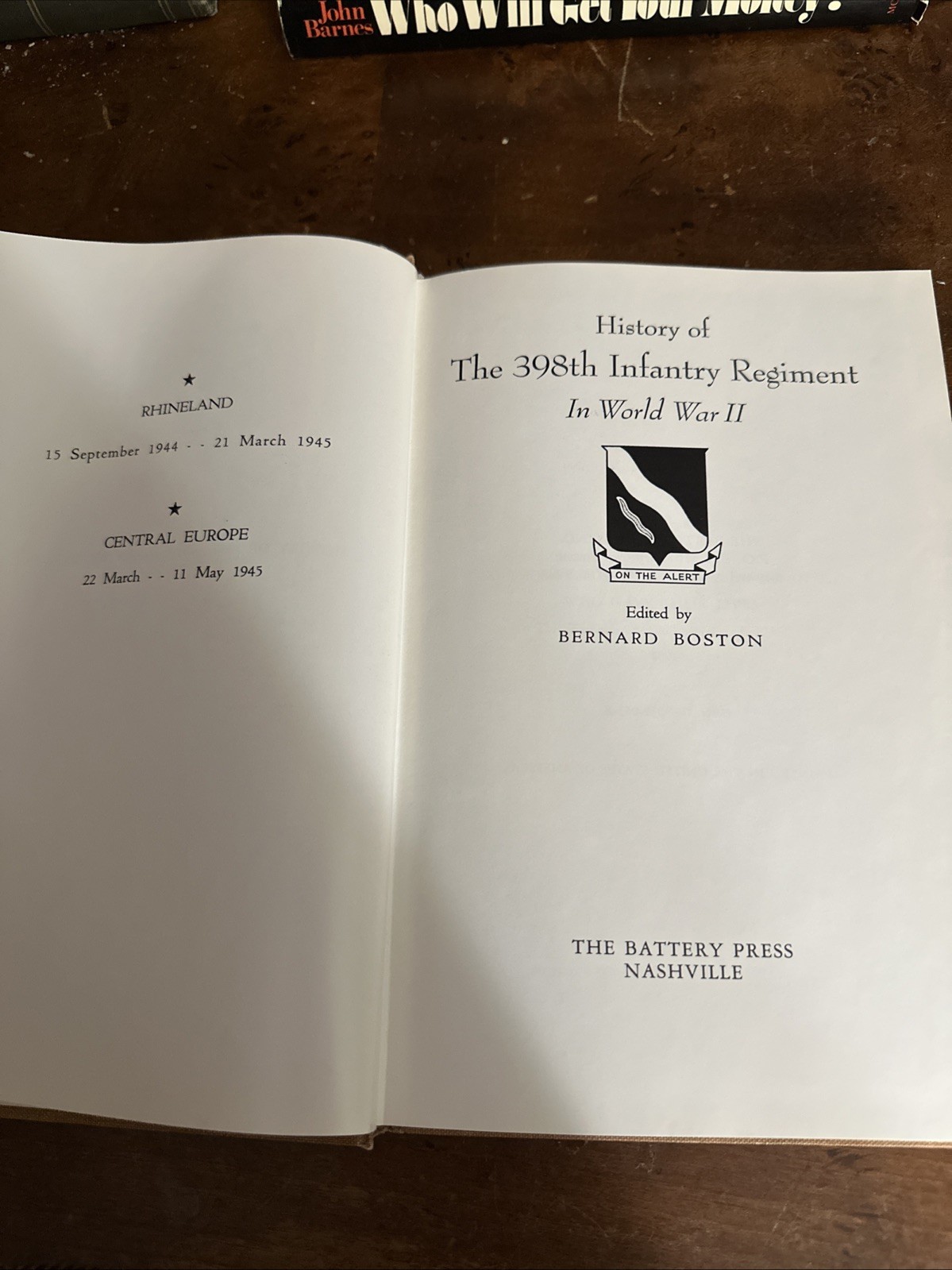 History Of The 398th Infantry Regiment In World War II Hardcover Very Good