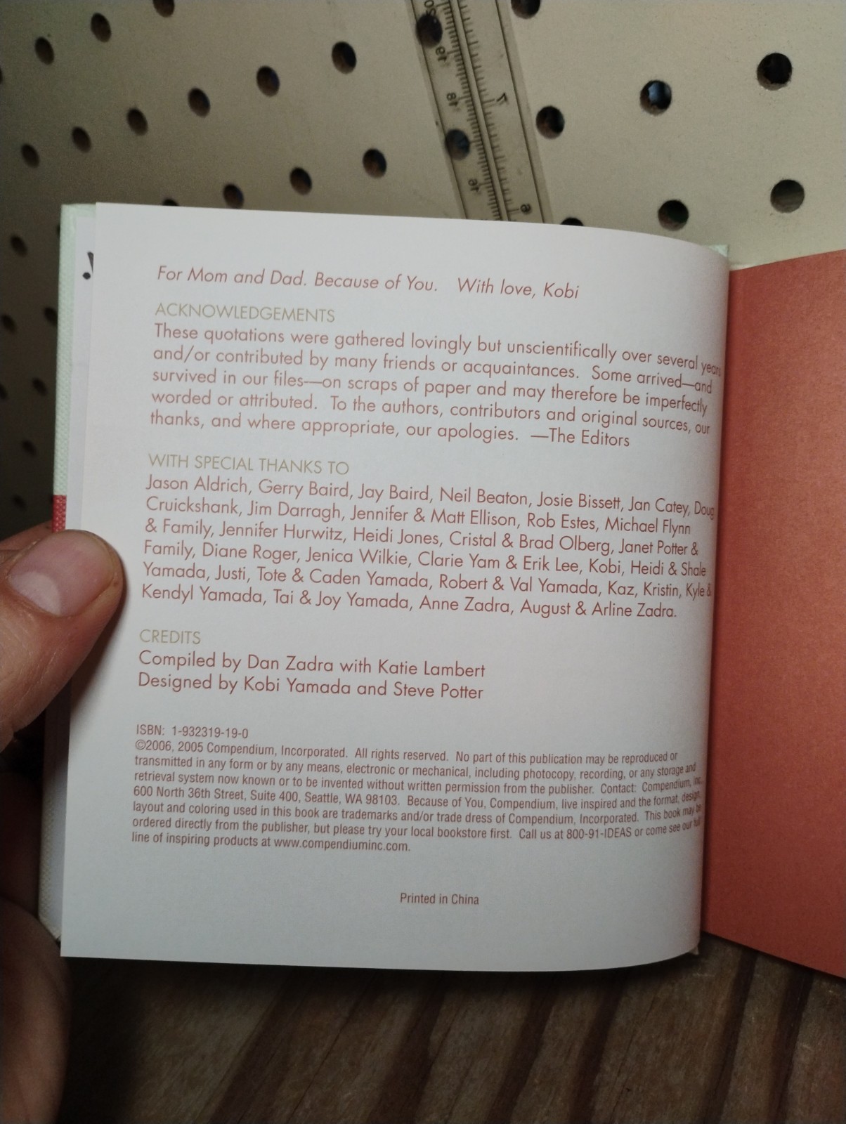BECAUSE OF YOU Compiled by Dan Zadra with Katie LambertDesigned by Kobi Yamada