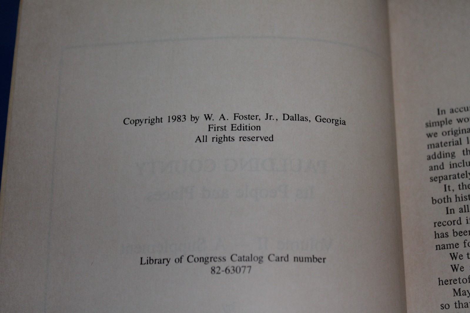 PAULDING COUNTY : Its People and Places Volume II – A Supplement (1983 TPB)