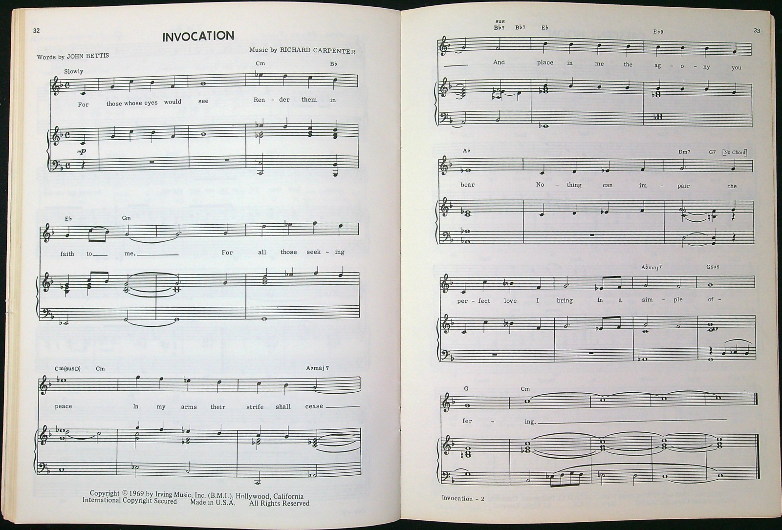 Carpenters Close To You Ticket To Ride 1969 Vintage Piano Vocal Music Book 838a