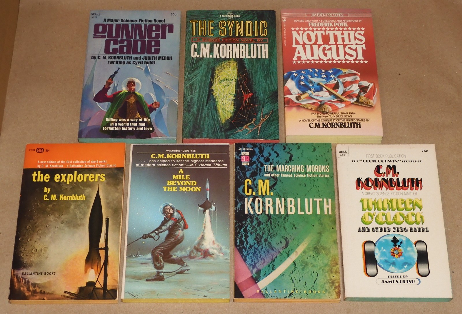 C. M. KORNBLUTH Lot 7 1950s Classic Sci-Fi PBs 3 Novels & 4 Collections VGC!
