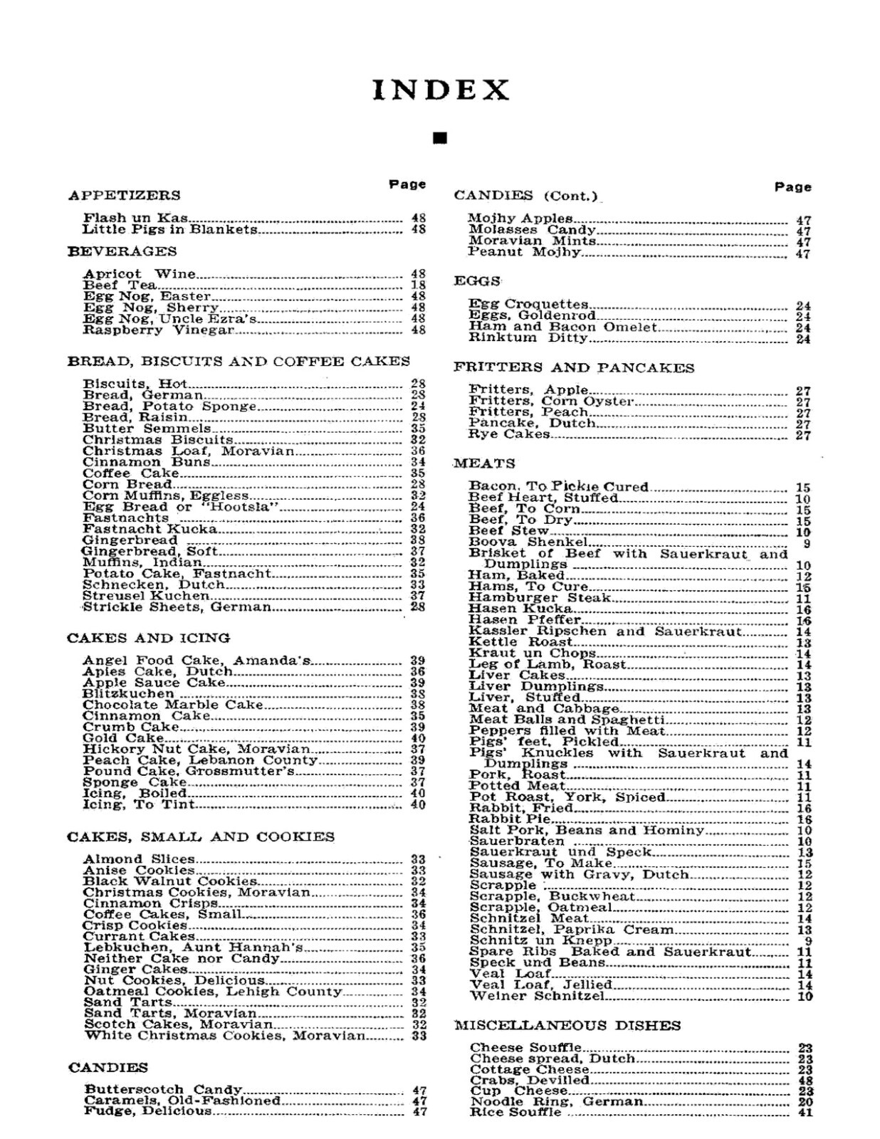 1936 Pennsylvania Dutch Cook Book Of Fine Old Recipes 48 Pages
