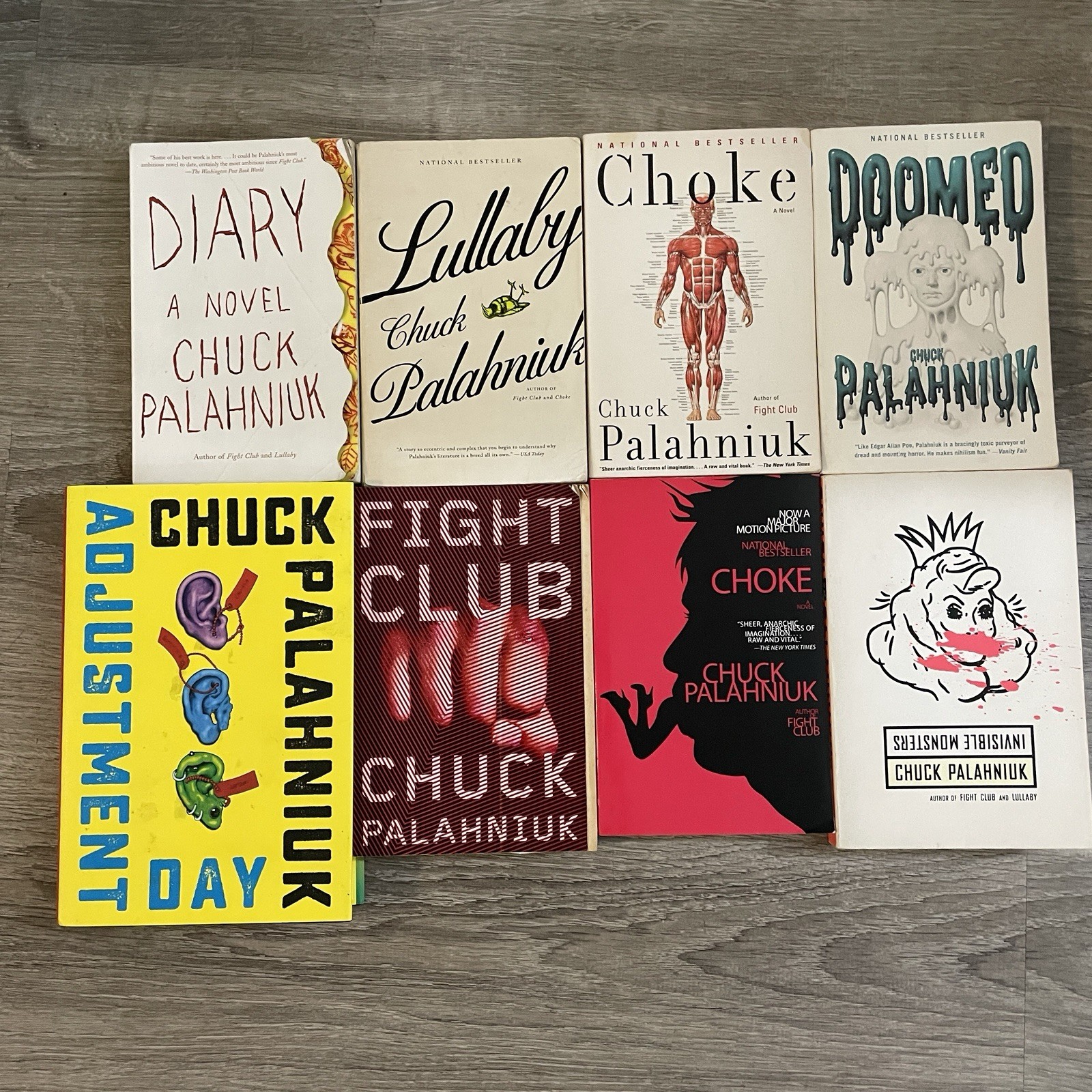 Chuck Palahniuk 9 Book Lot Fight Club & Choke & Adjustment Day & Diary * Lullaby
