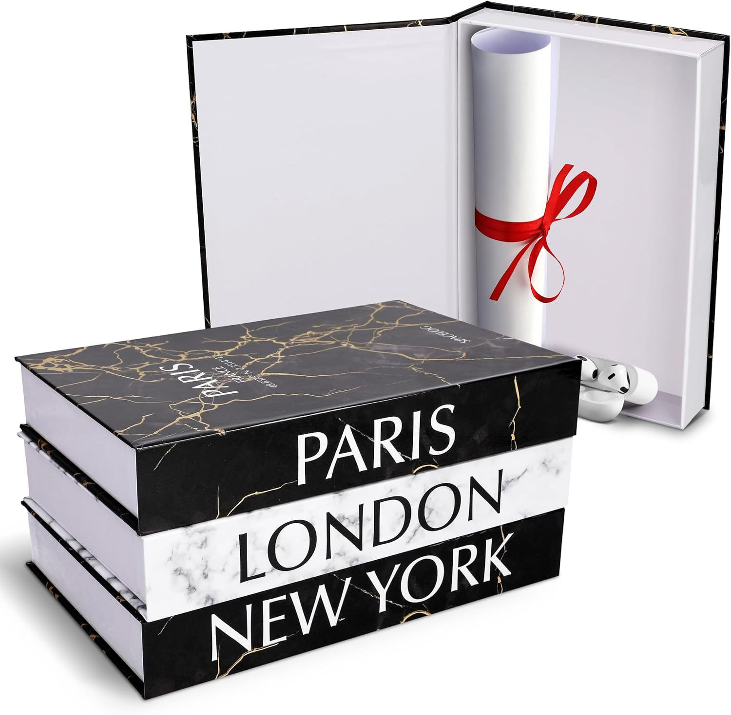 Decorative Books for Home Decor – Set of 3 Faux Coffee Table Books for Modern Ho