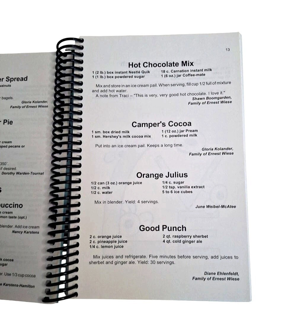 Best Wiese Recipes COOKBOOK Audubon IA Spiral 242 Pages Jumbo Jacks Cookbooks