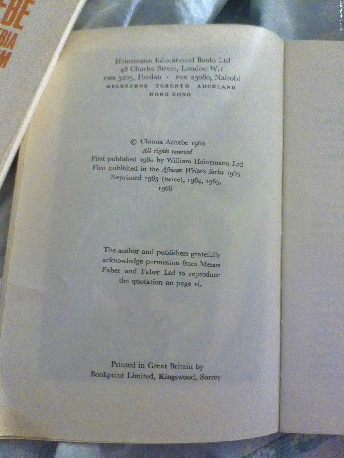 2 pbs by Chinua Achebe NO LONGER AT EASE & THE ARROW OF GOD