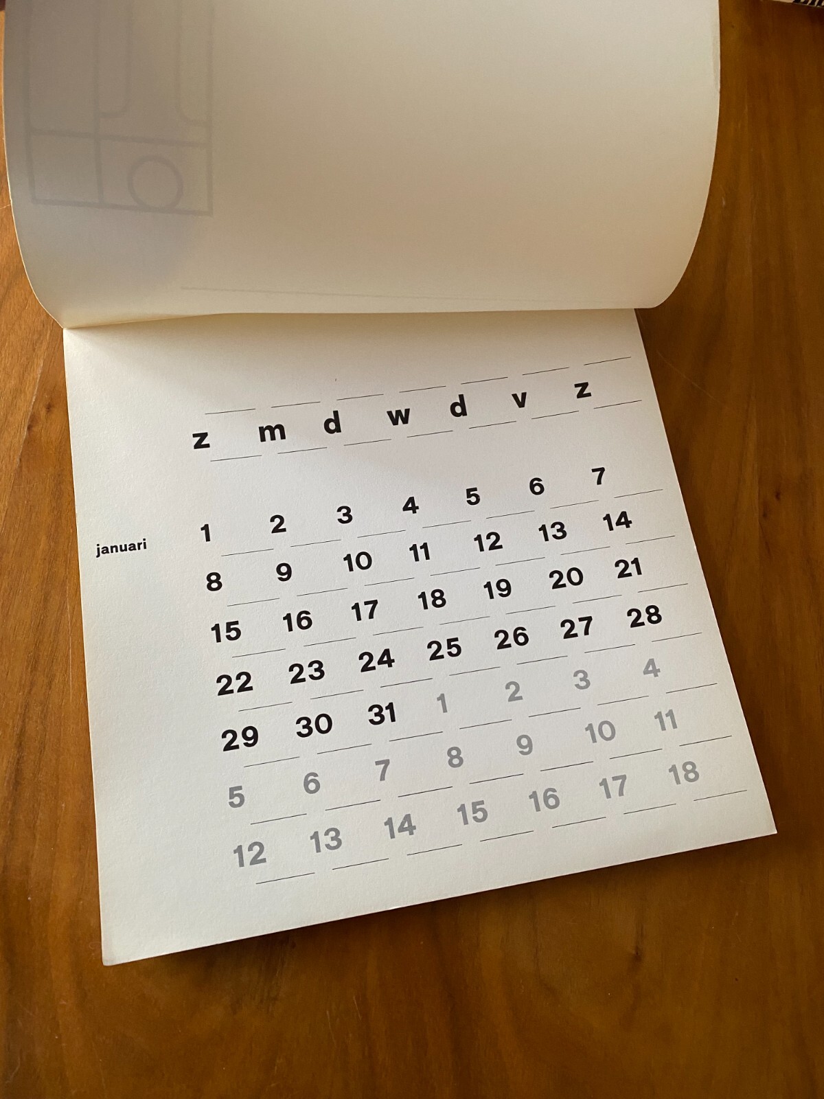 Quadrat Print Wall Hanging Calendar Publisher Steendrukkerij De Jong Type Font
