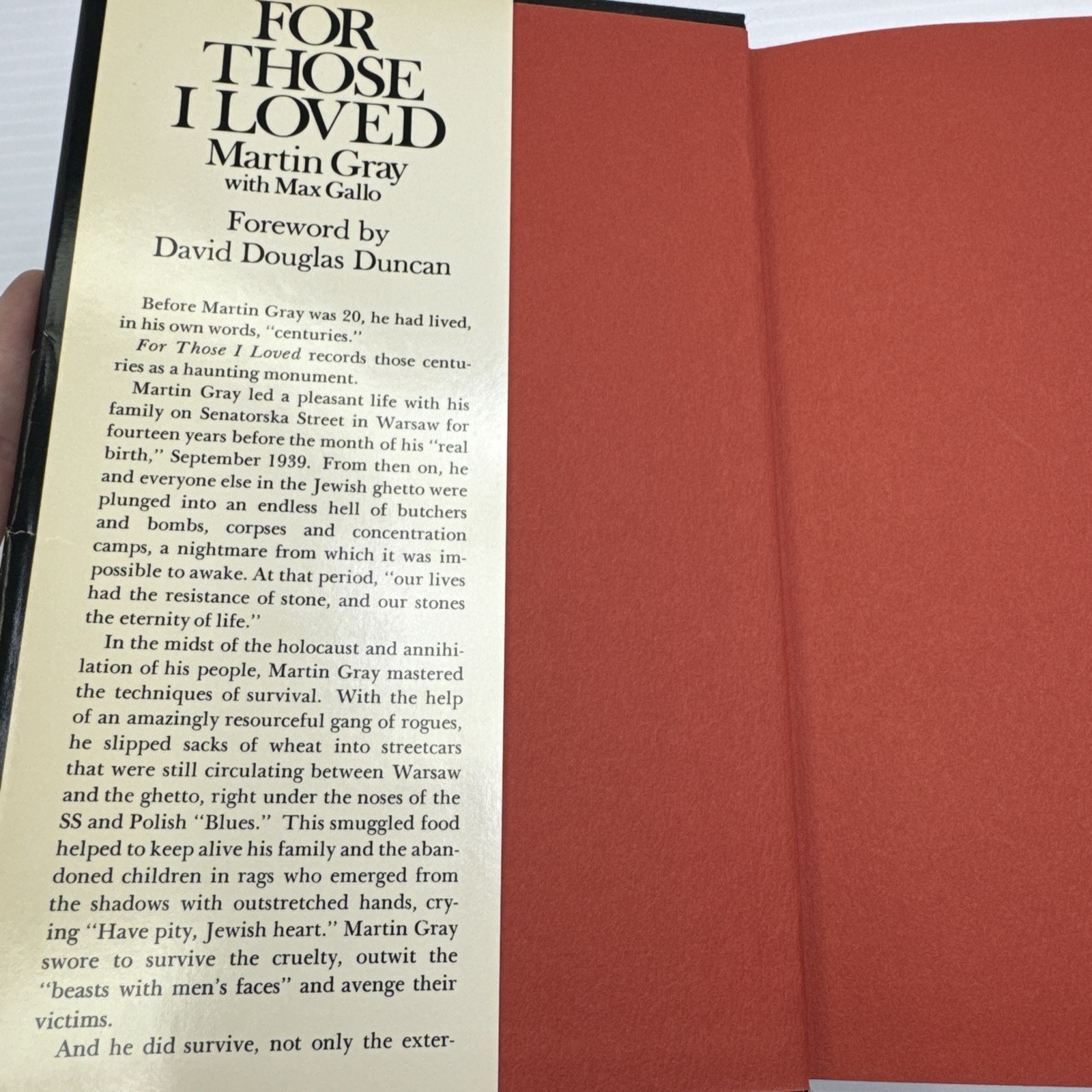 For Those I Loved Martin Gray 1972 First English Edition HC Holocaust Survivor