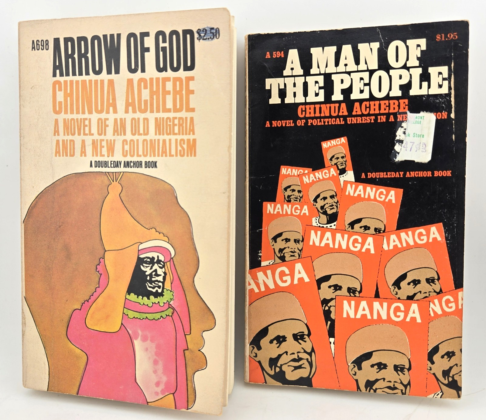 Lot of 2 Novels by Chinua Achebe 1960s PB Anchor Books Arrow of God Nigeria