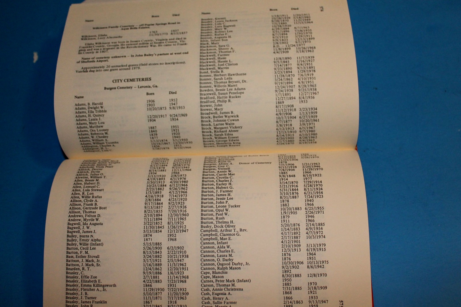 HISTORY OF FRANKLIN COUNTY, GEORGIA (1986 HB) 860 pgs Genealogy, Cemeteries