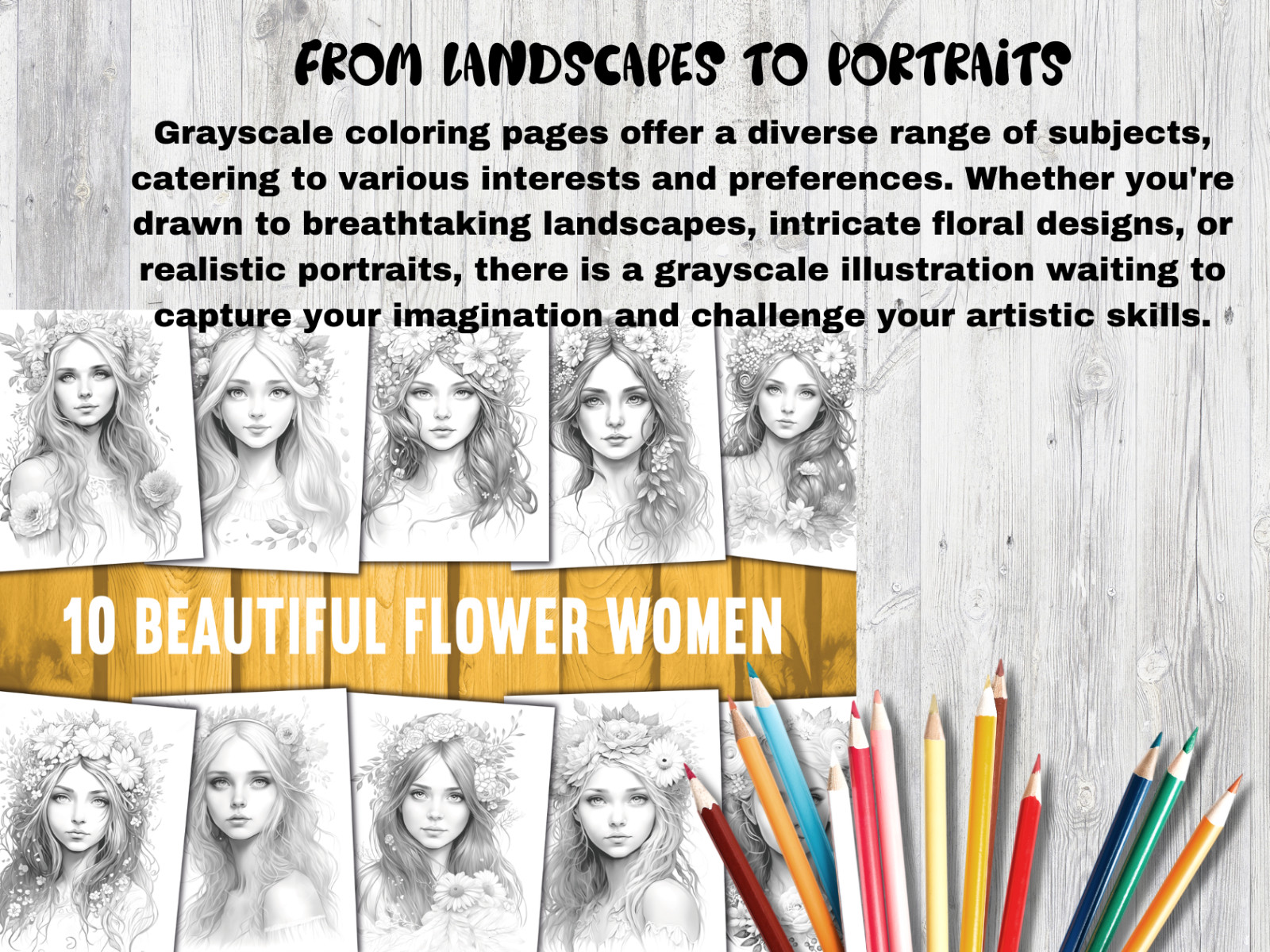 Adult Coloring Pages Bundle Flower Girls bundle 280 Printable Pages