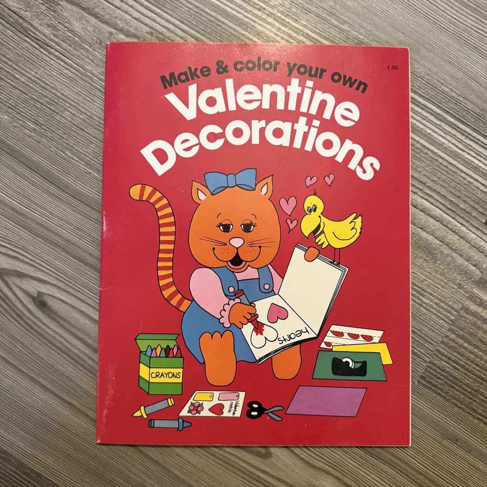Vintage 80s Make & Color your own Valentine Decorations 16 Pages
