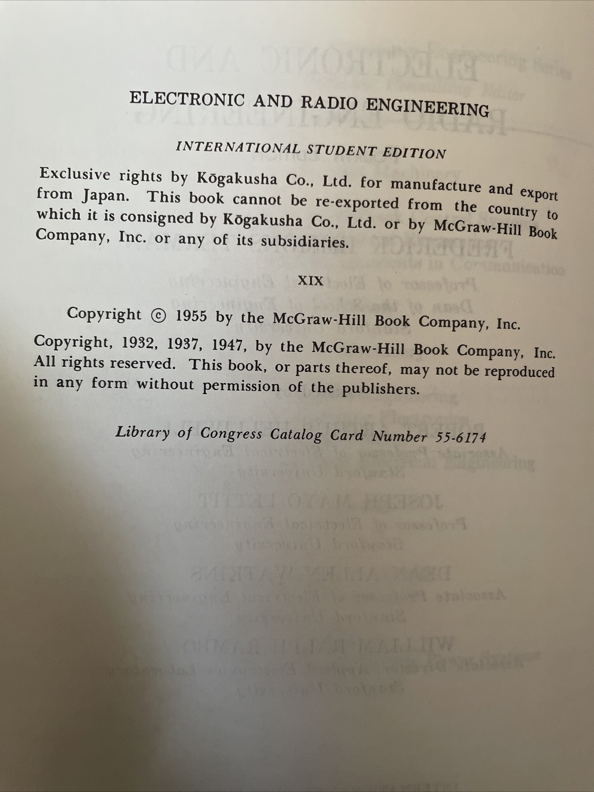 Electronic and Radio Engineering 4th Edition International Student Version 1955