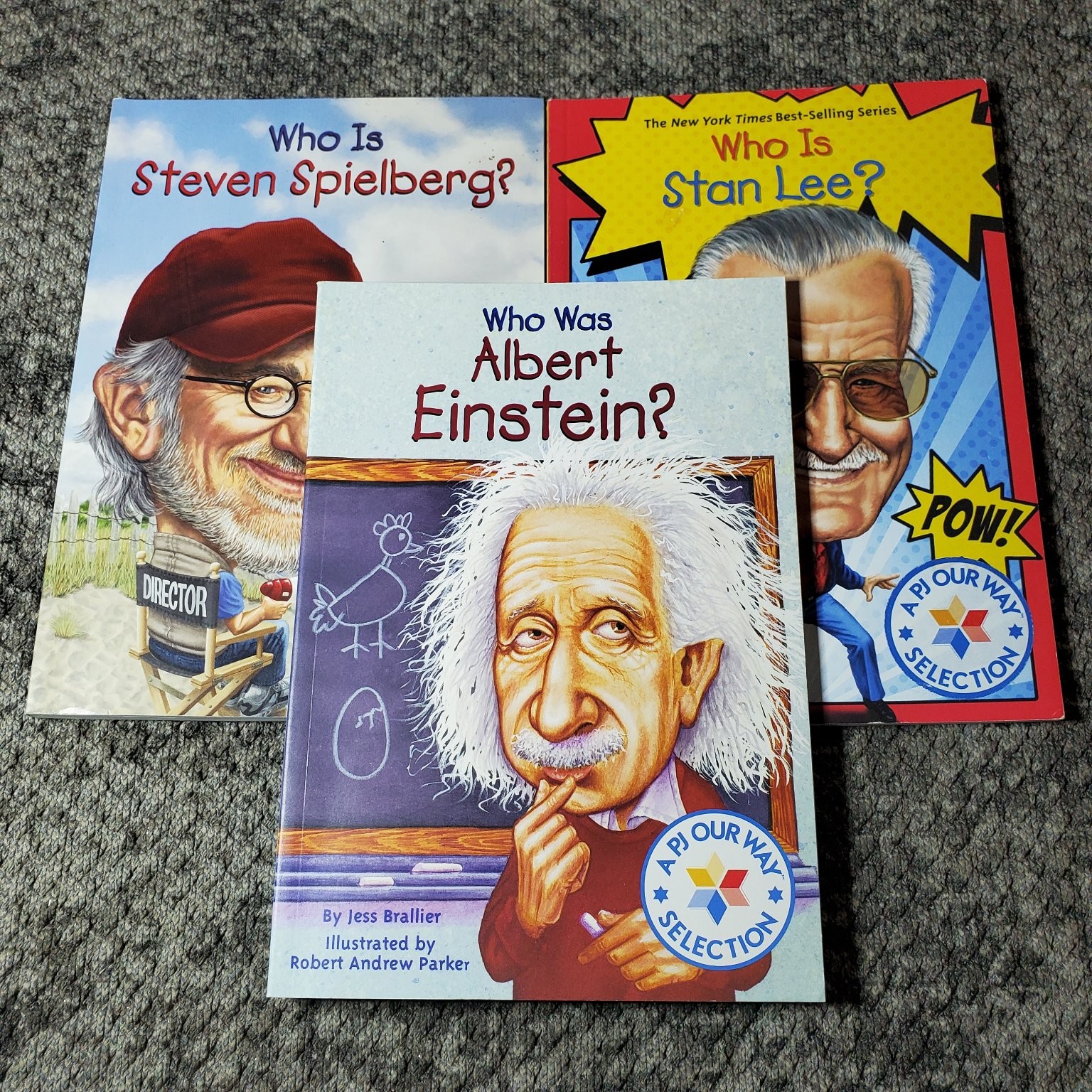 Who Was Albert Einstein Stan Lee Steven Spielberg 3 Book Lot PJ Our Way