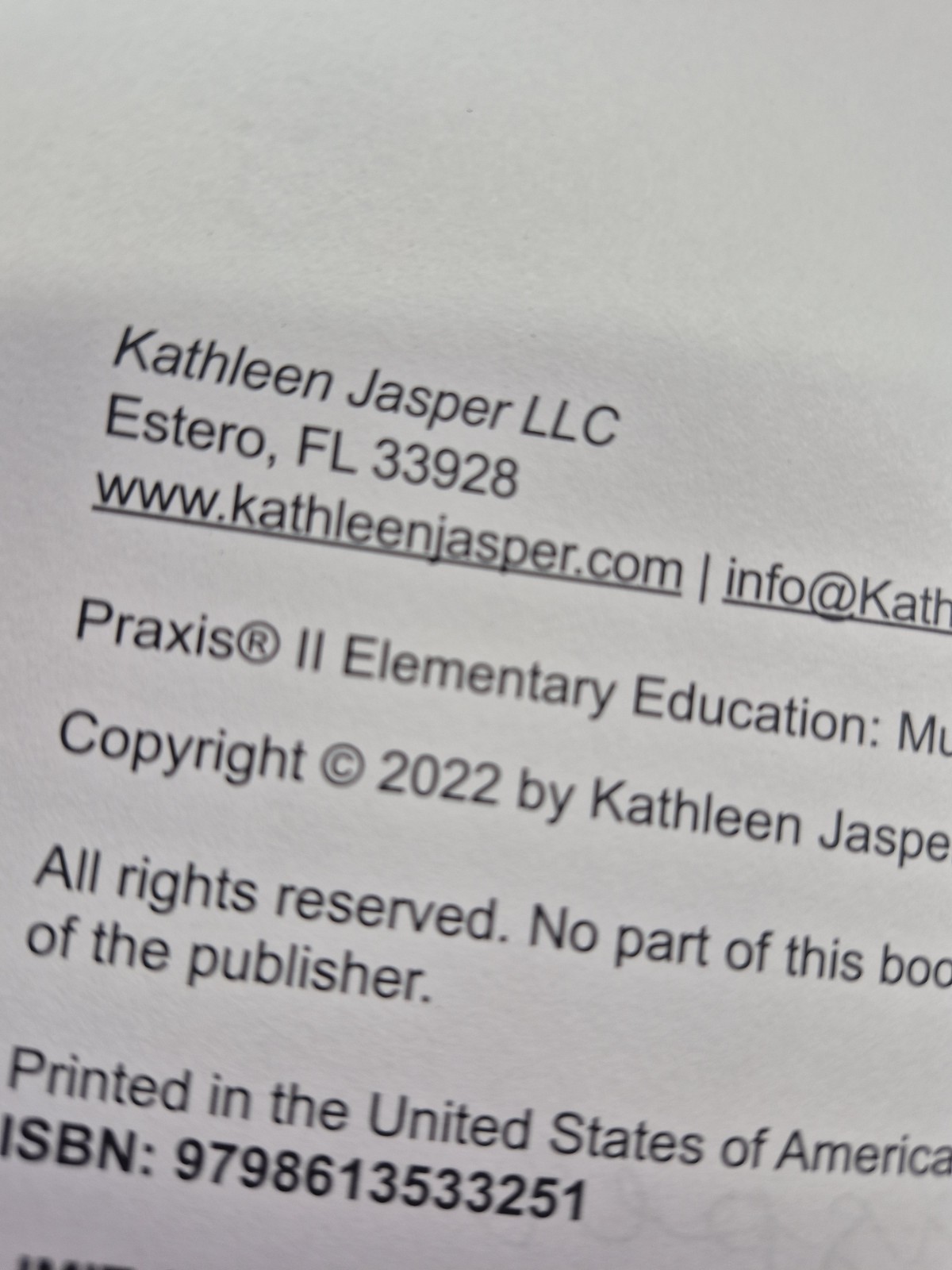 Praxis II Elementary Education: Multiple Subjects [5001] 2022 Kathleen Jasper