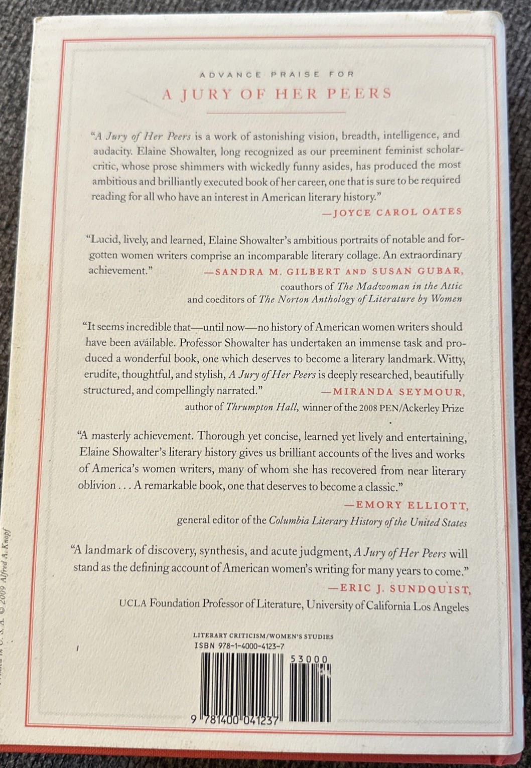 A Jury of Her Peers: American Women Writers from Anne Bradstreet…HC 1st Edition
