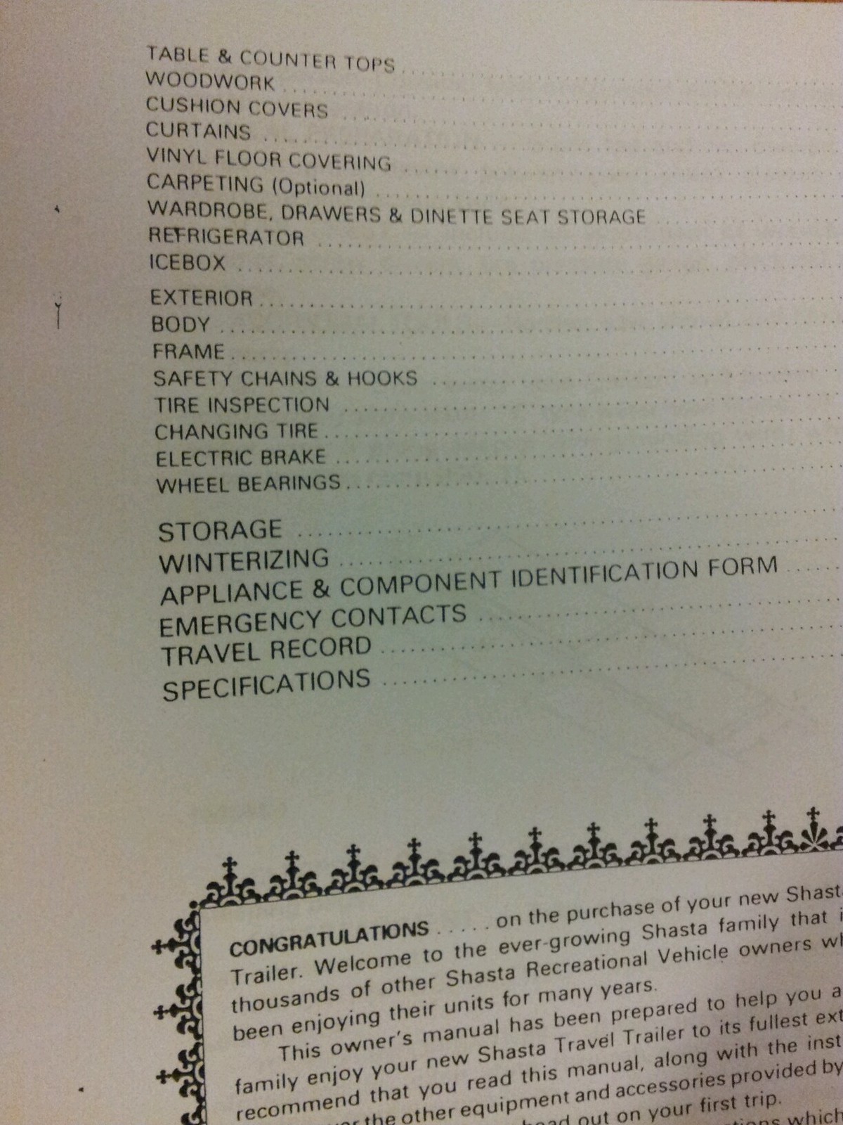 SHASTA VINTAGE TRAVEL TRAILER OWNERS MANUAL NEW (COPY)