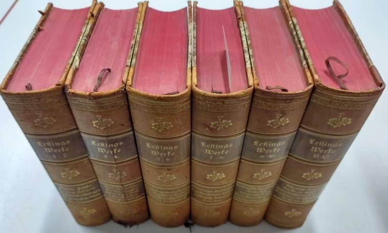 Lessings Werke 1-12 in 6 Bänden (komplett). Halblederausgabe. Lessing, Gotthold