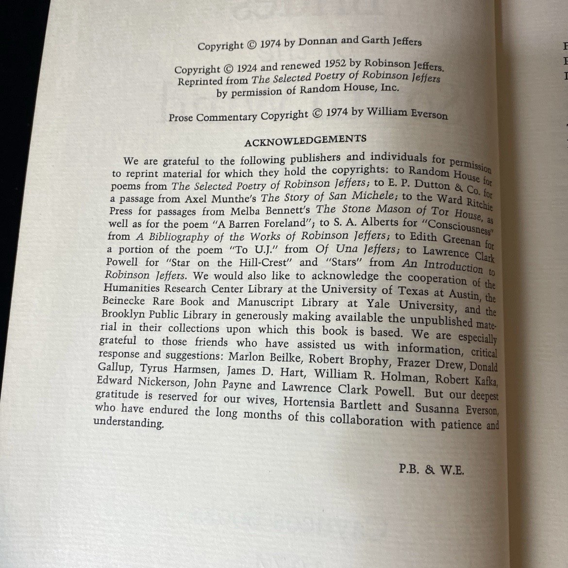 Robinson JEFFERS / Brides of the South Wind Poems 1917-1922 SignedIst ed 1974
