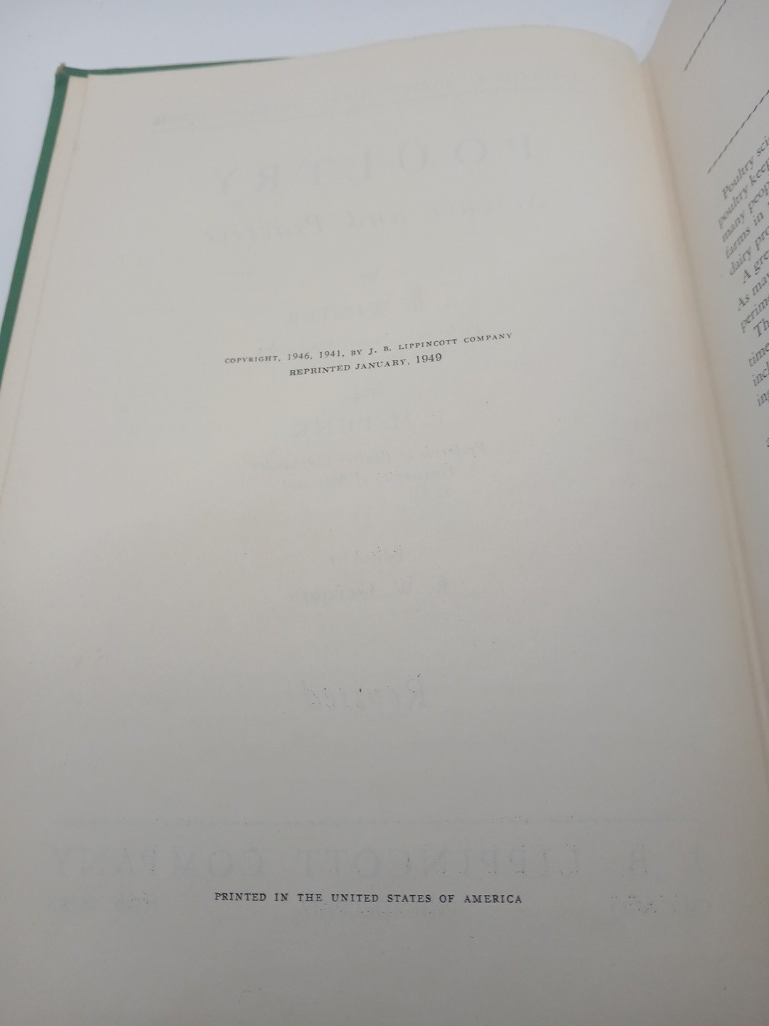 Poultry: Science and Practice 1949, JB Lippincot by A.R. Winter and E. M.Funk HB