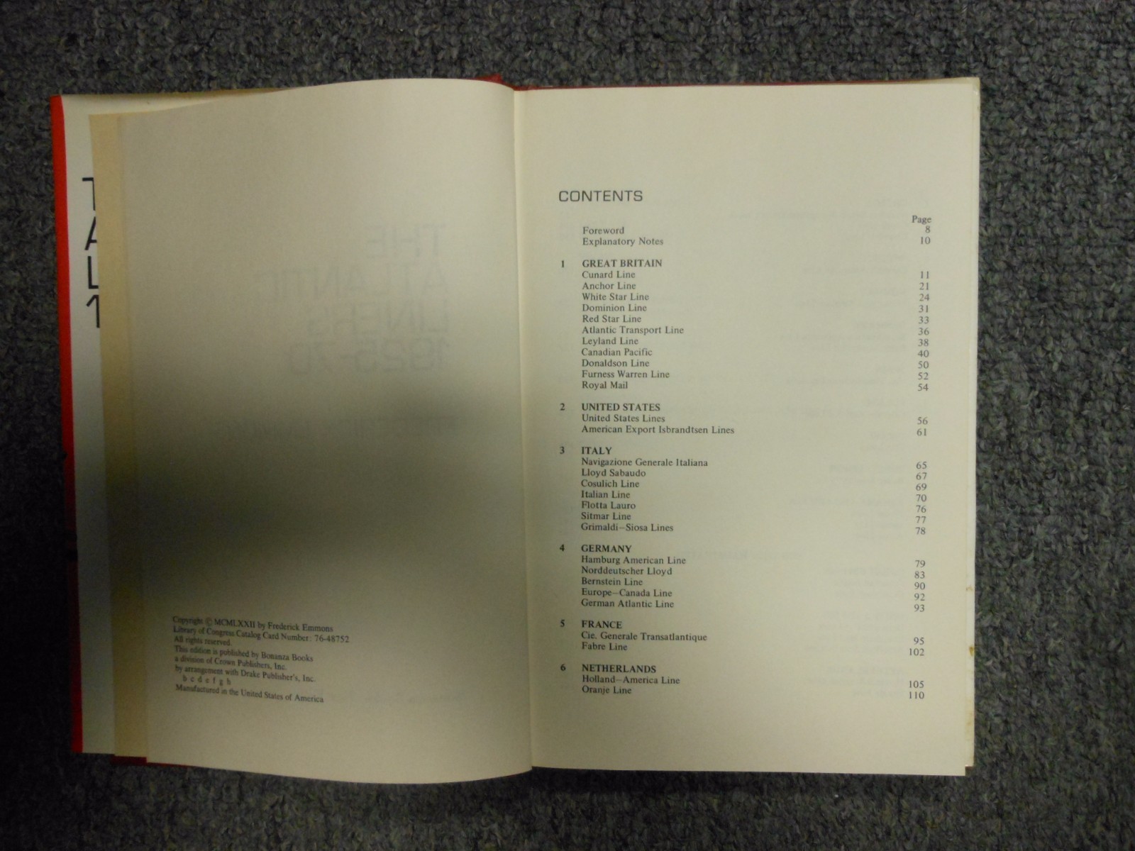 The Atlantic Liners 1925-1970 by Frederick Emmons