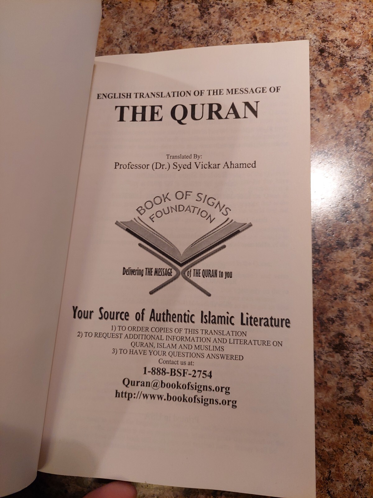 English Translation of the Message of The Quran 2006 Ahamed, Syed Vic