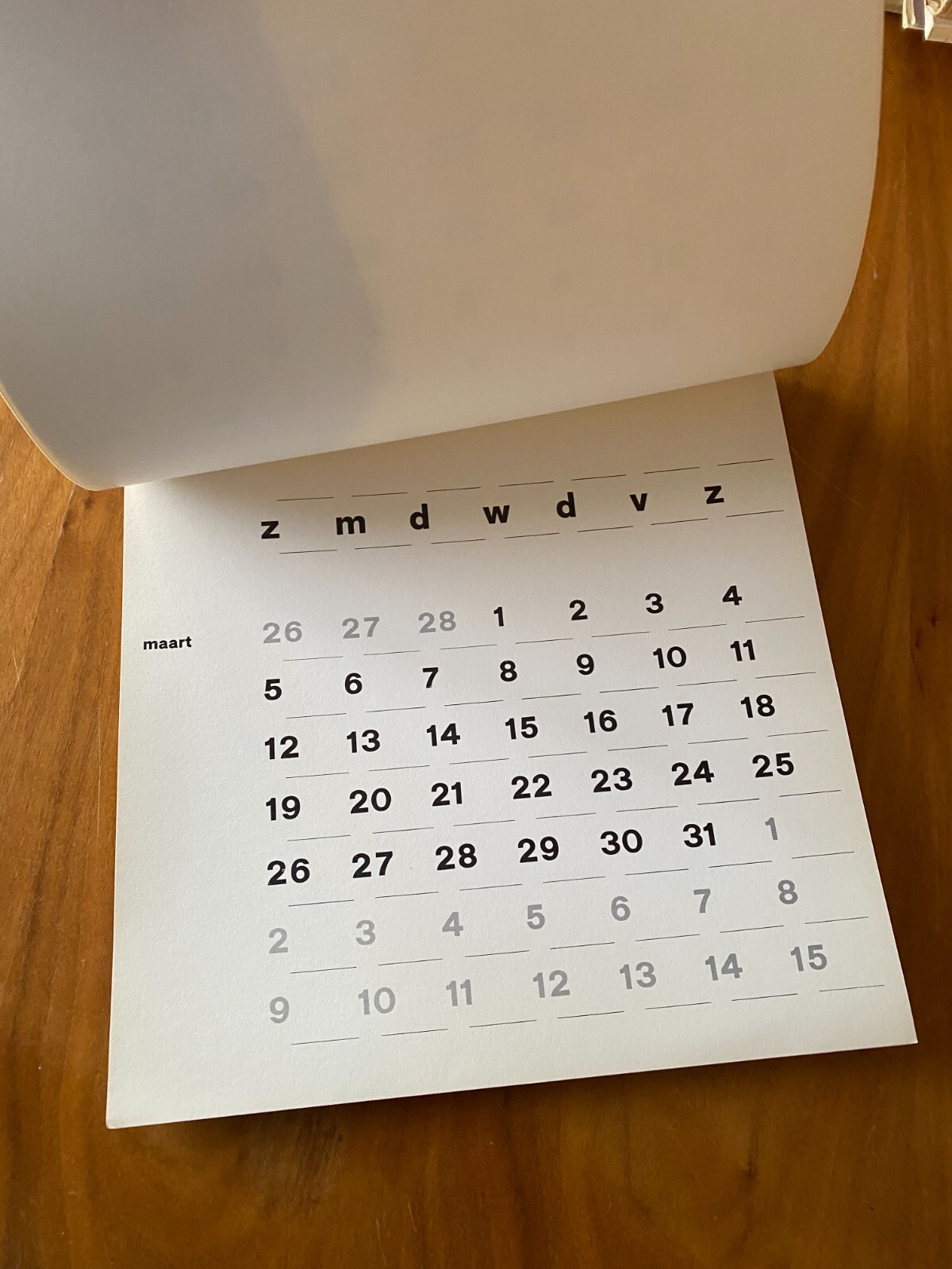 Quadrat Print Wall Hanging Calendar Publisher Steendrukkerij De Jong Type Font