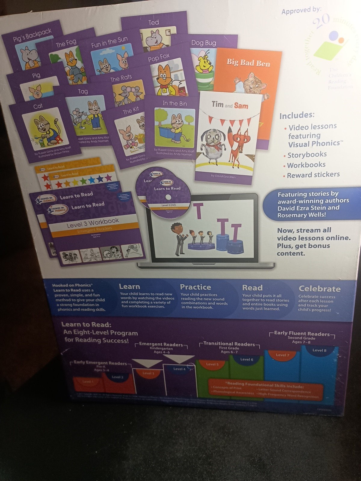 Hooked on Phonics Learn To Read Kindergarten Level 3 & 4 Emergent Ages 4-6 NEW