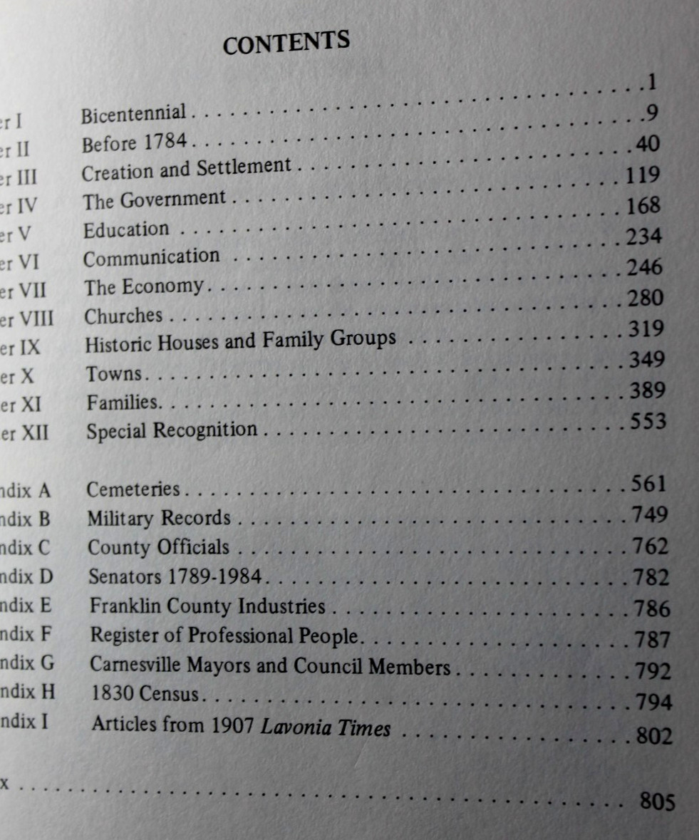 HISTORY OF FRANKLIN COUNTY, GEORGIA (1986 HB) 860 pgs Genealogy, Cemeteries