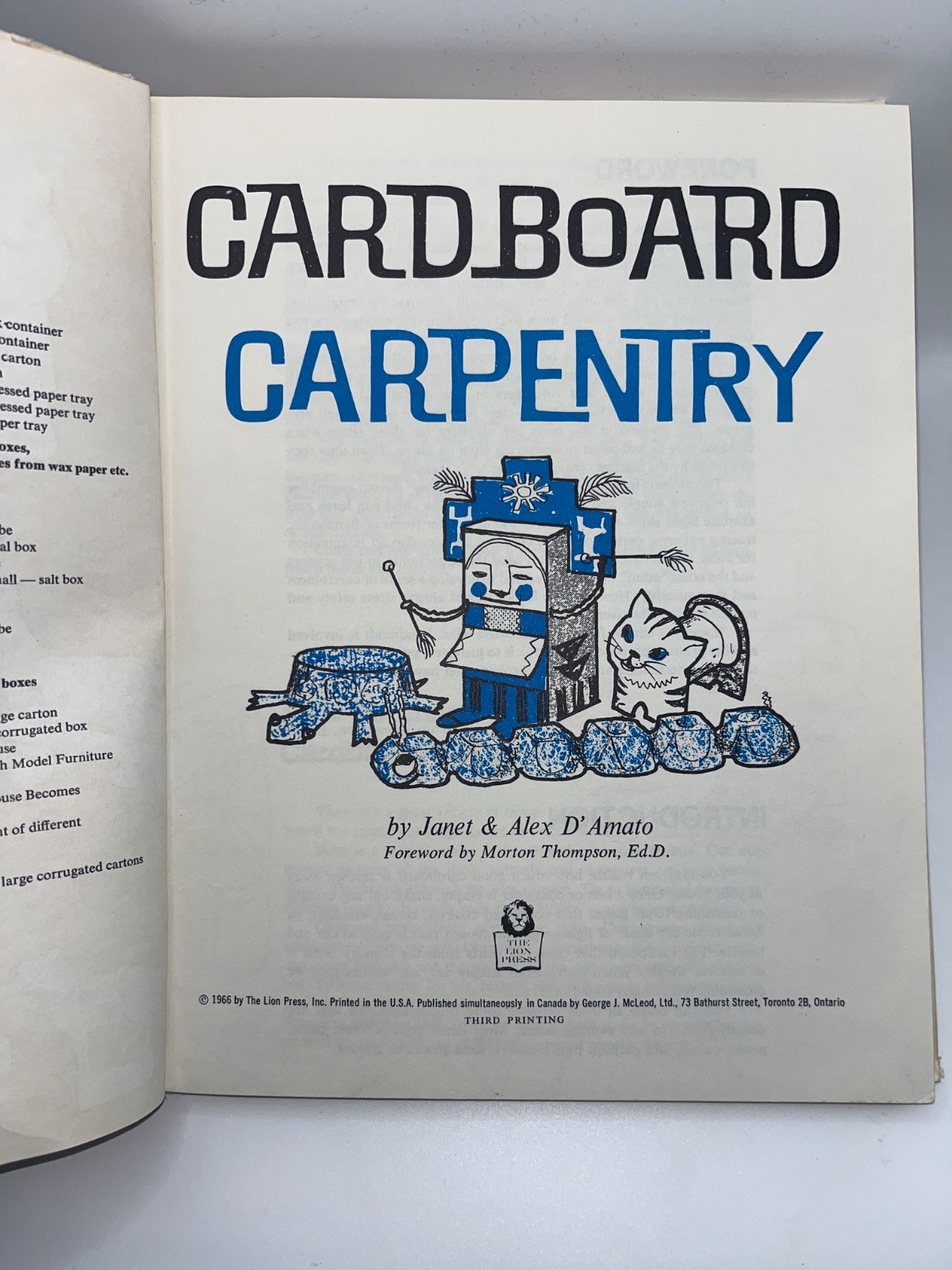 Cardboard Carpentry [Hardcover] Janet & Alex D’Amato 1966