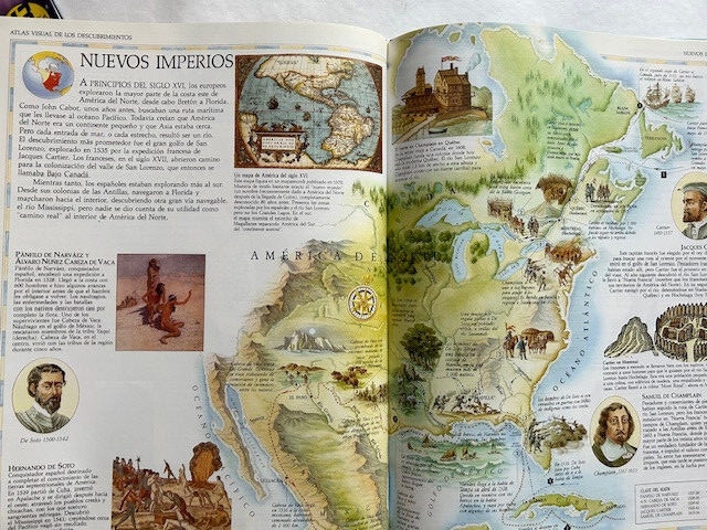 Atlas visual de los descubrimientos, hardcover, 64 clean pages, 10.5 in x 14 in