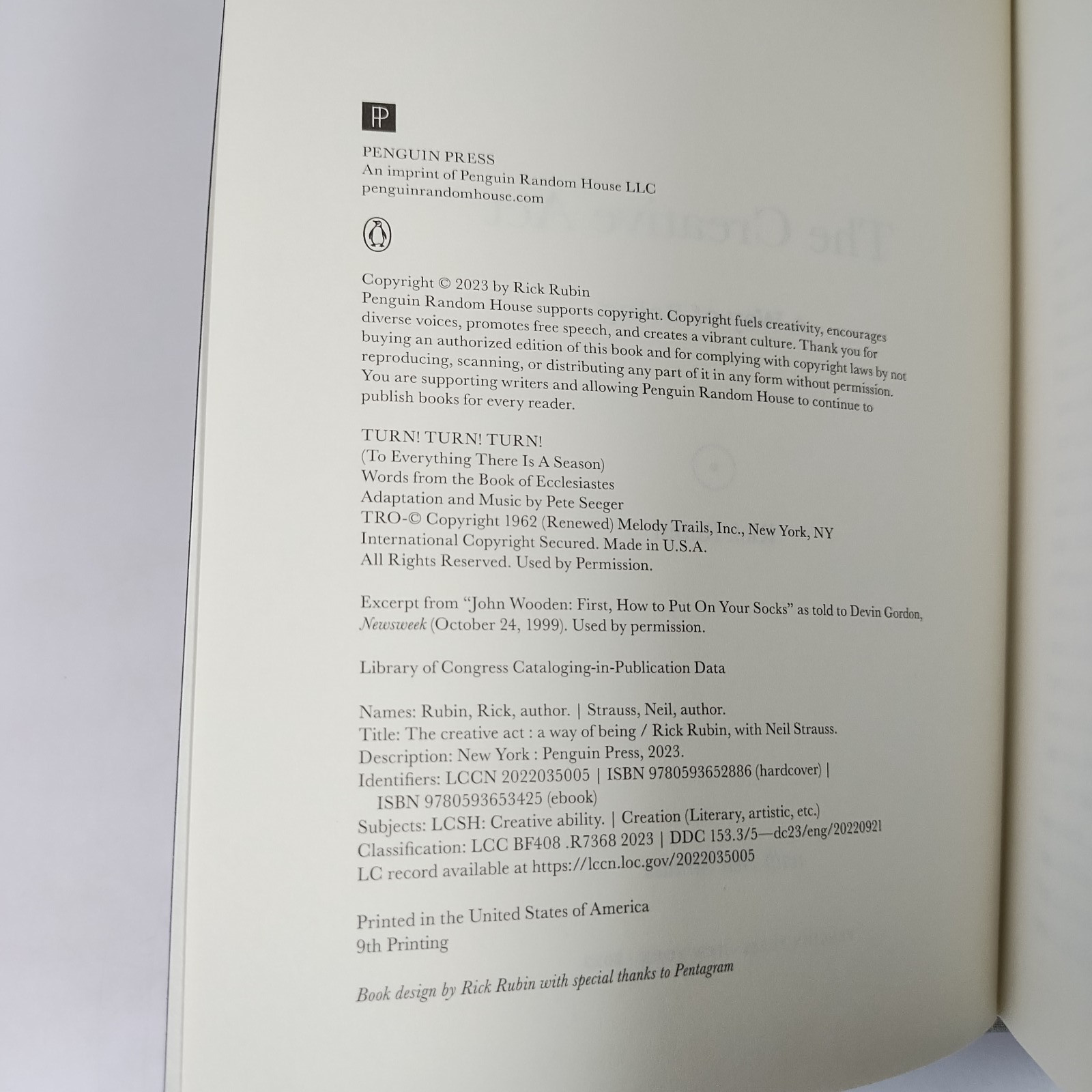 The Creative Act : A Way of Being by Rick Rubin (Hardcover, 2023)