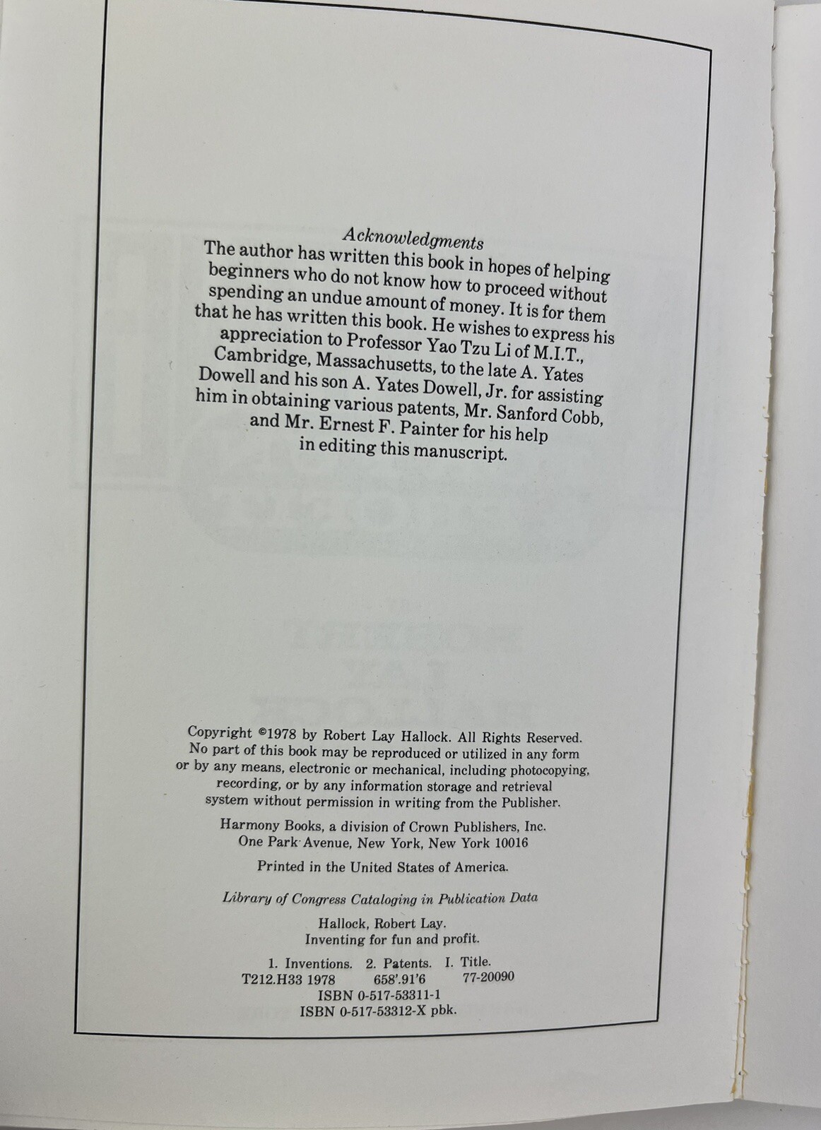 1978 Inventing for Fun and Profit by Robert Lay Hallock Paperback 96 Pages