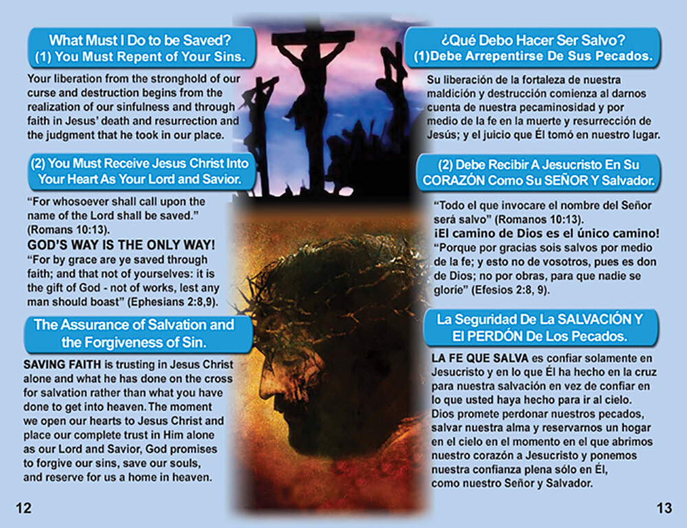 English & Spanish Gospel Tracts, 40 PK in 4 Covers, 20 Pages Each, Best Seller!