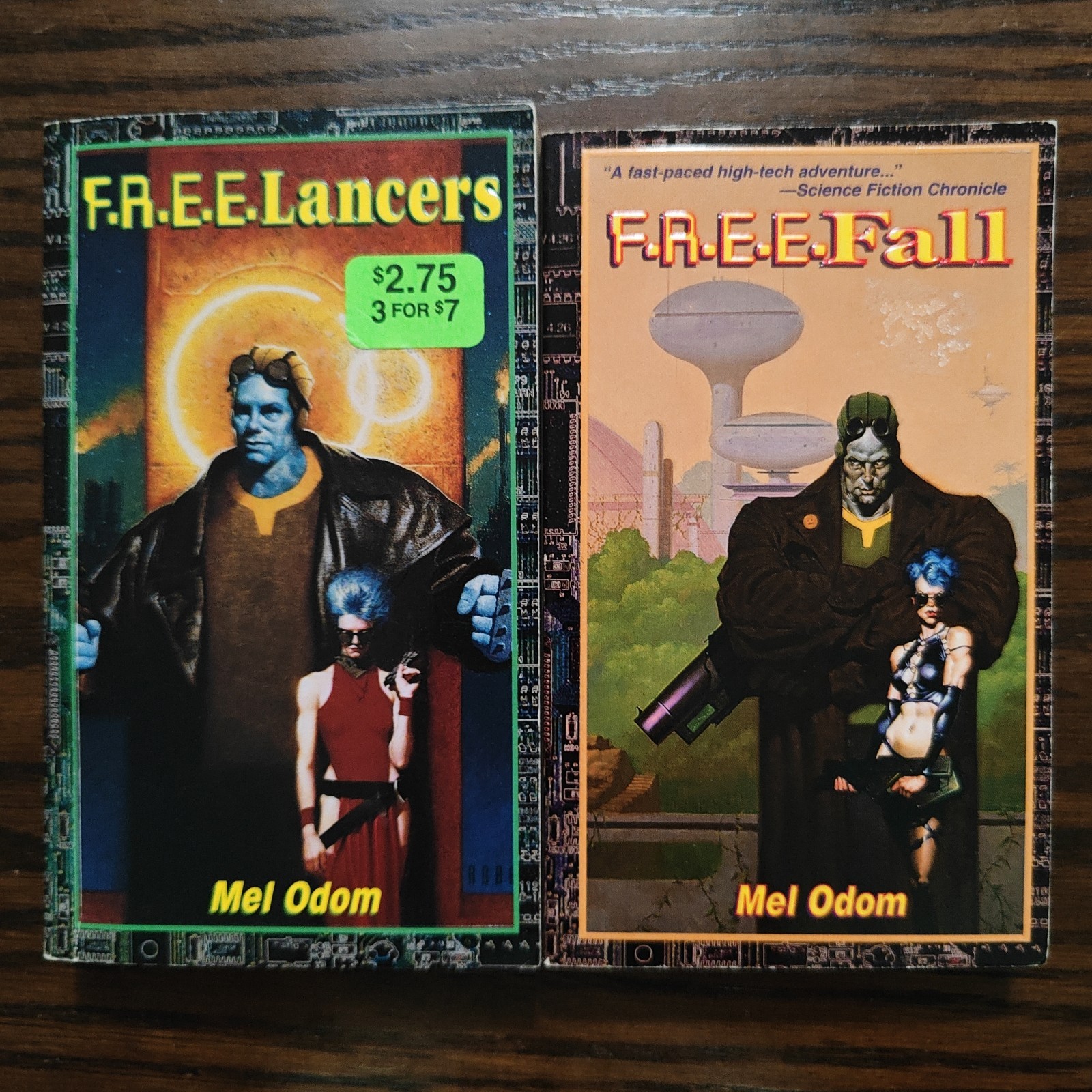 Mel Odom Sci-Fi Fantasy Book Lot – F.R.E.E. Lancers / F.R.E.E. Fall – TSR PB Set
