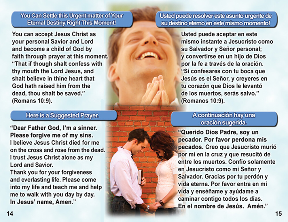 English & Spanish Gospel Tracts, 40 PK in 4 Covers, 20 Pages Each, Best Seller!
