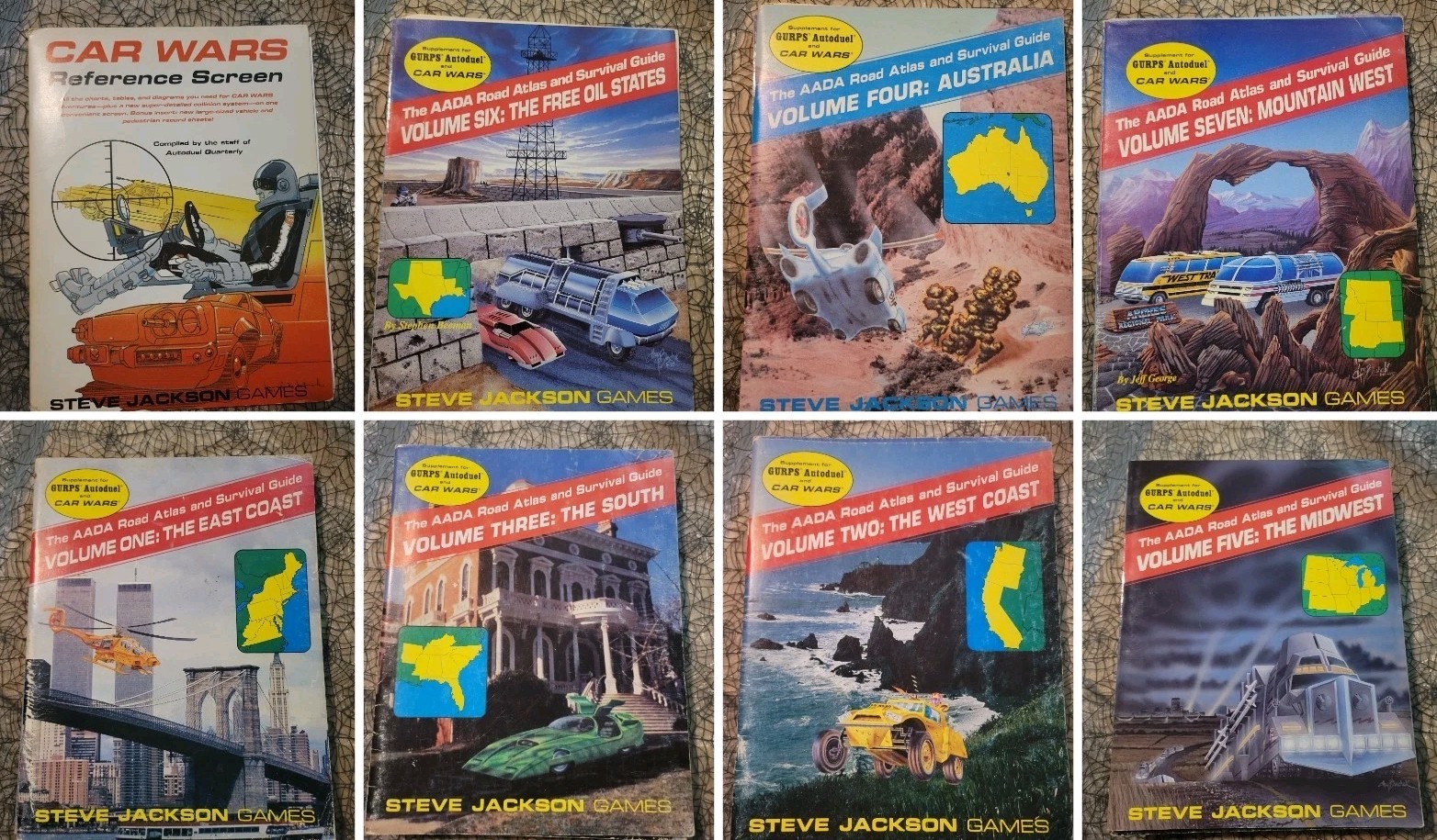 AADA Road Atlas Survival Guide Car Wars Autoduel 1 2 3 4 5 6 7 + GURPS Rpg Lot