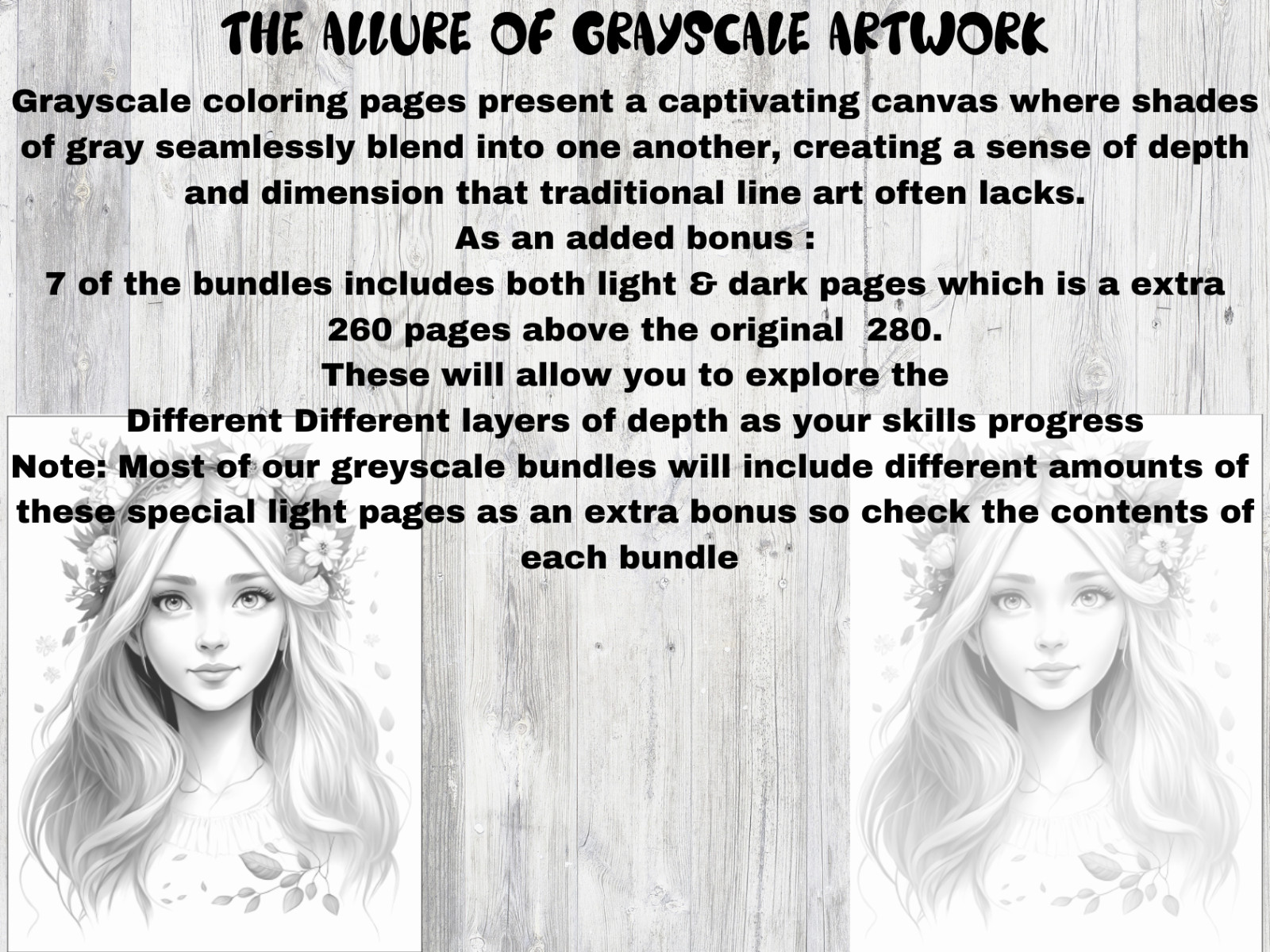 Adult Coloring Pages Bundle Flower Girls bundle 280 Printable Pages