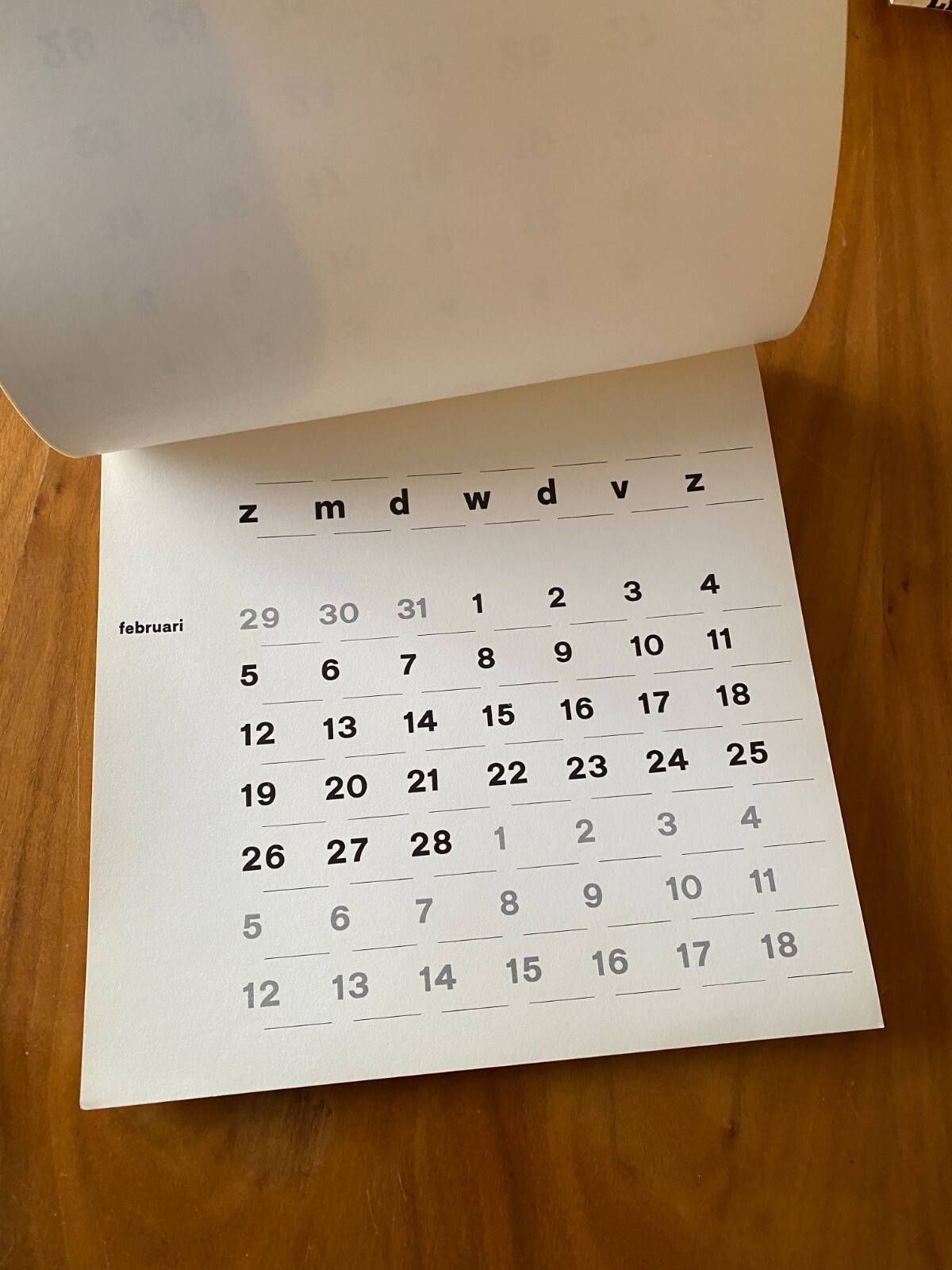 Quadrat Print Wall Hanging Calendar Publisher Steendrukkerij De Jong Type Font