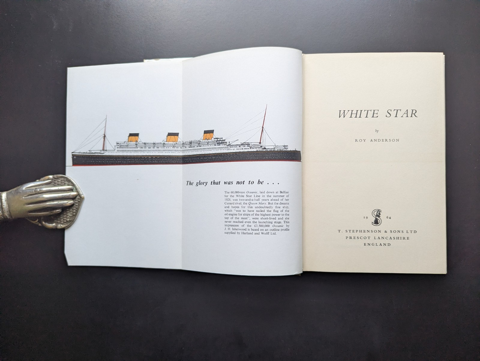 White Star Line Roy Anderson 1964 First Edition Ocean Liner History HB/DJ